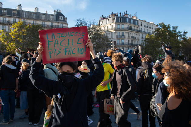 High School And University Student Protest - Paris High school students demonstrate at Place de la Bastille in Paris, France on October 8, 2026. Photo by Fabrice Sapte ABACAPRESS.COM Paris France  Copyright: xSaptexFabrice ABACAx