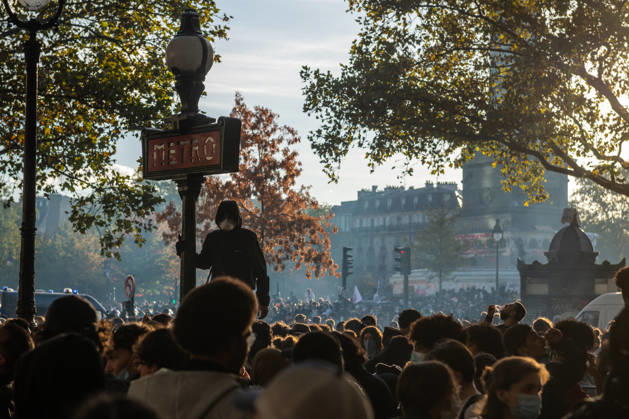 High School And University Student Protest - Paris High school students demonstrate at Place de la Bastille in Paris, France on October 8, 2026. Photo by Fabrice Sapte ABACAPRESS.COM Paris France  Copyright: xSaptexFabrice ABACAx