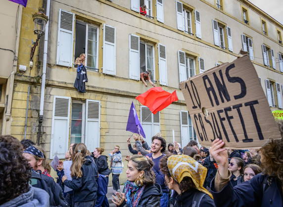 October 8, 2026, Lorraine, Metz: On Thursday, as in the rest of France, several hundred students protested in downtown Metz for better conditions in schools. bub
