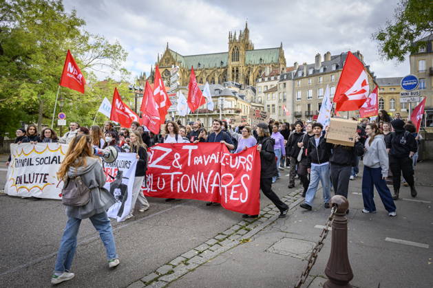 October 8, 2026, Lorraine, Metz: On Thursday, as in the rest of France, several hundred students protested in downtown Metz for better conditions in schools. bub
