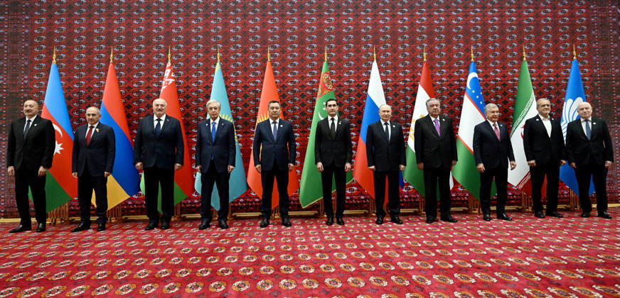 Commonwealth of Independent States (CIS) Council of Heads of State summit AWAZA, TURKMENISTAN - OCTOBER 9: (----EDITORIAL USE ONLY - MANDATORY CREDIT - ‘KYRGYZSTAN PRESIDENCY HANDOUT - NO MARKETING NO ADVERTISING CAMPAIGNS - DISTRIBUTED AS A SERVICE TO CLIENTS----) (L-R) Azerbaijani President Ilham Aliyev, Armenian Prime Minister Nikol Pashinyan, Belarusian President Aleksandr Lukashenko, Kazakh President Kassym-Jomart Tokayev, Kyrgyz President Sadyr Japarov, host Turkmen President Serdar Berdimuhamedov, Russian President Vladimir Putin, Tajik President Emomali Rahmon, Uzbek President Shavkat Mirziyoyev, guest of honor Iranian President Masoud Pezeshkian, and CIS Secretary-General Sergey Lebedev pose for an official family photograph dur  Copyright: x2026xAnadoluxKyrgyzstanxPresidencyx xHandoutx