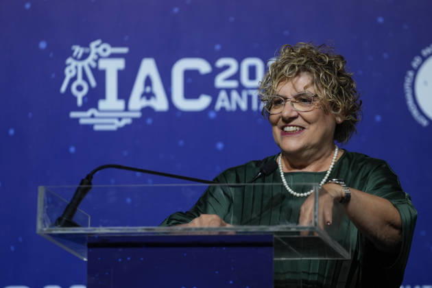 Closing ceremony of the 77th International Astronautical Congress in Antalya ANTALYA, TURKIYE - OCTOBER 09: President of the International Astronautical Federation (IAF) Gabriella Arrigo speaks during the award and certificate ceremony is held for the winners of student competitions during the closing ceremony of the 77th International Astronautical Congress (IAC), organized by the International Astronautical Federation (IAF), at the NEST Congress Center in Antalya, Turkiye on October 09, 2026. Osmancan Gurdogan Anadolu Antalya Turkey. Editorial use only. Please get in touch for any other usage.  Copyright: x2026xAnadoluxOsmancanxGurdoganx