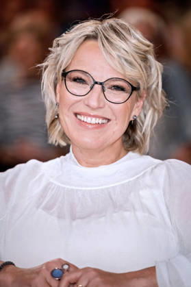 MDR Riverboat host Andrea Ballschuh during the taping of the MDR talk show Riverboat on October 9, 2026, at Mediacity Leipzig 20261009SFL0027