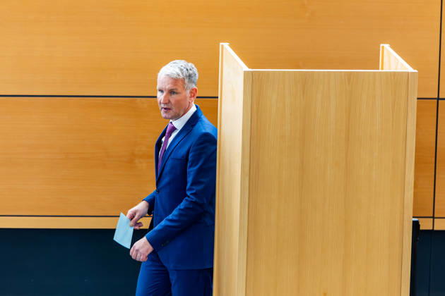 October 9, 2026, GER, Politics News, 8th Legislative Session, 58th plenary session in the plenary hall of the Thuringian State Parliament, election for Vice President of the Thuringian State Parliament. Pictured: Björn Höcke (AfD) during the election. Steffen Quasebarth of Thüringen Gerecht is elected Vice President of the Thuringian State Parliament in the second round of voti