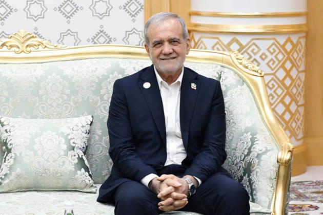 October 9, 2026, Turkmenbashi, Turkmenistan: Iranian President Masoud Pezeshkian sits during a bilateral meeting with Azerbaijani President Ilham Aliyev in Turkmenbashi, Turkmenistan, on October 9, 2026. According to Azerbaijan s presidency, the leaders reviewed recent bilateral contacts and a recent visit by an Azerbaijani delegation to Iran, said work on the Aghband-Kalaleh project had reached its final stage and discussed follow-up on agreements from their previous meeting in Bishkek. Aliyev also noted Iran s first participation as a non-member state in the CIS Plus format. Turkmenbashi Turkmenistan - ZUMAi98_ 20261009_zih_i98_096 Copyright: xIranianxPresidencyx