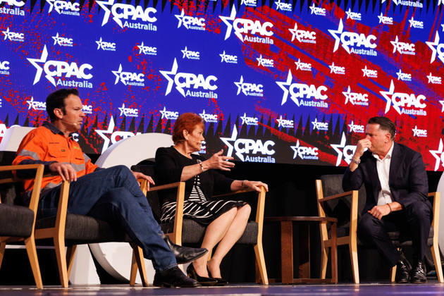 CPAC NATIONAL CONFERENCE 2026, Karl Stefanovic interviews Nationals Leader Matt Canavan and One Nation leader Pauline Hanson during the 2026 Conservative Political Action Network (CPAC) national conference at the Royal International Convention Centre in Brisbane, Saturday, October 10, 2026. ( NO ARCHIVING BRISBANE QUEENSLAND Australia  Copyright: xRUSSELLxFREEMANx 20261010132810514383
