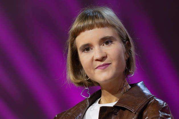 Frankfurt Book Fair 2026: An Interview with Caroline Wahl on the Literature Stage of ARD, ZDF, and 3sat, Frankfurt am Main, Hesse, Germany, Exhibition Center