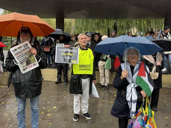Demonstrators march in Stockholm to show solidarity with Palestinians STOCKHOLM, SWEDEN - OCTOBER 10: Demonstrators march to draw attention to the situation in Palestine and mark the third anniversary of the war in Gaza, on October 10, 2026, in Stockholm, Sweden. Atila Altuntas Anadolu Stockholm Sweden. Editorial use only. Please get in touch for any other usage.  Copyright: x2026xAnadoluxAtilaxAltuntasx