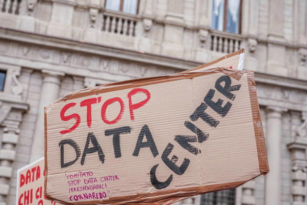IPA89502961 - Milan, October 10, 2026 A protest organized by local No Data Centers committees to demand a halt to the construction and operation of new data centers in the province of Milan.  Copyright: xEmanuelexRobertoxDexCarlix xDecax IPA89502961
