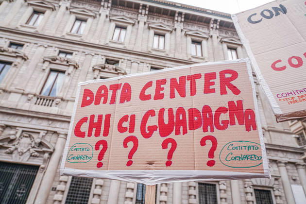 IPA89502956 - Milan, October 10, 2026 A protest organized by local No Data Centers committees to demand a halt to the construction and operation of new data centers in the province of Milan.  Copyright: xEmanuelexRobertoxDexCarlix xDecax IPA89502956