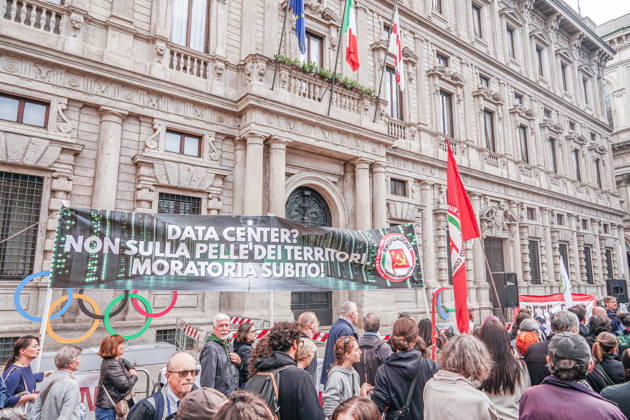 IPA89503051 - Milan, October 10, 2026 A protest organized by local No Data Centers committees to demand a halt to the construction and operation of new data centers in the province of Milan.  Copyright: xEmanuelexRobertoxDexCarlix xDecax IPA89503051