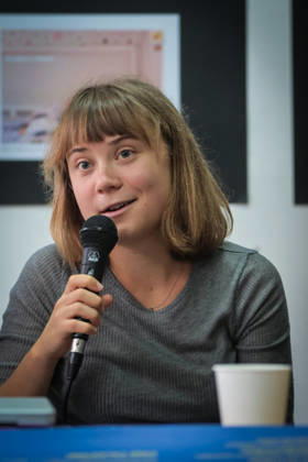 IPA89503816 - Naples, October 10, 2026 Conference at the former NATO base; Greta Thunberg in Bagnoli discussing the CPRs, and today at the march and the pro-Pal debate with Francesca Albanese (NeaPhoto Renato Esposito)  Copyright: xx xx IPA89503816