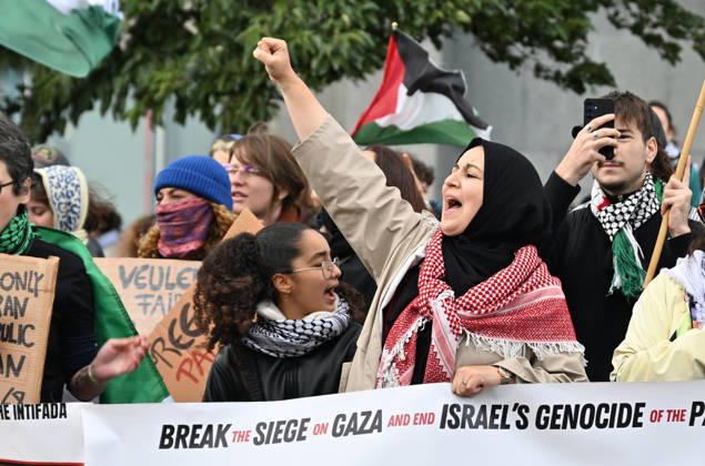 Demonstrators march in Brussels to commemorate Palestinians who lost their lives in Gaza BRUSSELS, BELGIUM - OCTOBER 10: Hundreds of demonstrators gather outside Brussels-Midi railway station before marching toward the Israeli Embassy to commemorate Palestinians who lost their lives in Gaza and call for political measures against Israel, in Brussels, Belgium, on October 10, 2026. Dursun Aydemir Anadolu Brussels Belgium. Editorial use only. Please get in touch for any other usage.  Copyright: x2026xAnadoluxDursunxAydemirx