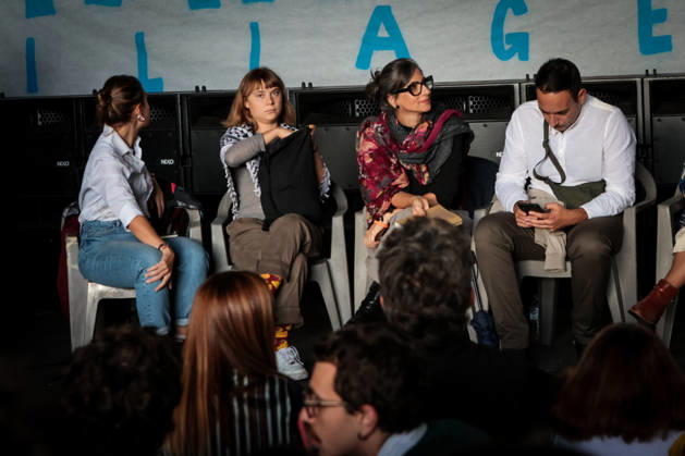 IPA89506298 - Naples, October 10, 2026 Conference at the former NATO base; Greta Thunberg in Bagnoli discussing the CPRs, and today at the march and the pro-PAL debate with Francesca Albanese (NeaPhoto Renato Esposito)  Copyright: xx xx IPA89506298