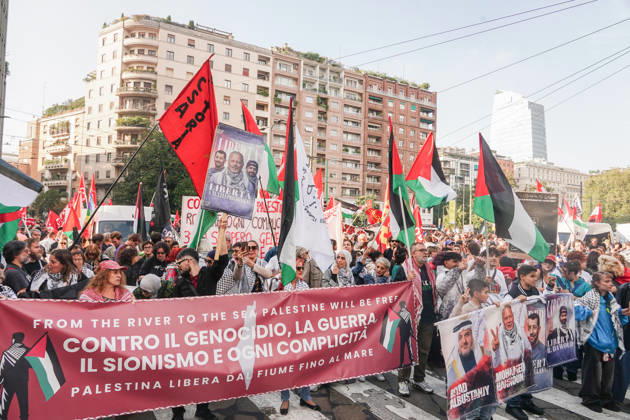 IPA89506418 - Milan, October 10, 2026, a day of national mobilization, The end of genocide is the end of Zionism, marking the third anniversary of the start of the conflict in Gaza  Copyright: xEmanuelexRobertoxDexCarlix xPoolxEmadecaxEnriquezx IPA89506418