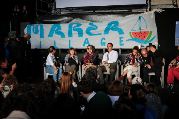 IPA89506284 - Naples, October 10, 2026: Conference at the former NATO base; Greta Thunberg in Bagnoli discussing the CPRs, and today at the march and the pro-PAL debate with Francesca Albanese (NeaPhoto Renato Esposito)  Copyright: xx xx IPA89506284