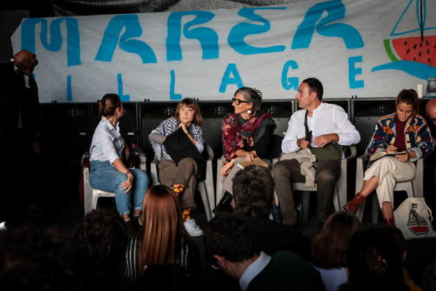 IPA89506287 - Naples, October 10, 2026: Conference at the former NATO base; Greta Thunberg in Bagnoli discussing the CPRs, and today at the march and the pro-Pal debate with Francesca Albanese (NeaPhoto Renato Esposito)  Copyright: xx xx IPA89506287