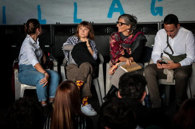 IPA89506292 - Naples, October 10, 2026: Conference at the former NATO base; Greta Thunberg in Bagnoli discussing the CPRs, and today at the march and the pro-PAL debate with Francesca Albanese (NeaPhoto Renato Esposito)  Copyright: xx xx IPA89506292