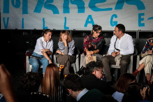 IPA89506306 - Naples, October 10, 2026: Conference at the former NATO base; Greta Thunberg in Bagnoli discussing the CPRs, and today at the march and the pro-PAL debate with Francesca Albanese (NeaPhoto Renato Esposito)  Copyright: xx xx IPA89506306