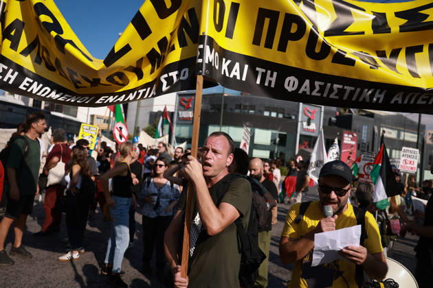 Global day of Action for Palestine protest in Athens ATHENS, GREECE - OCTOBER 10 : People take part in a protest during the Global Day of Action for Palestine in Athens, Greece on October 10, 2026. Costas Baltas Anadolu Athens Greece. Editorial use only. Please get in touch for any other usage.  Copyright: x2026xAnadoluxCostasxBaltasx