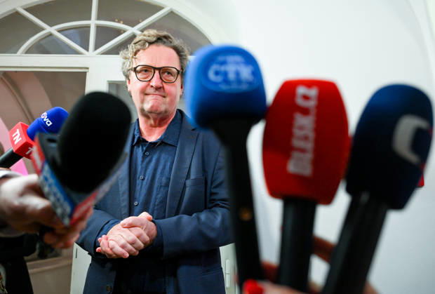 The two-day elections to municipal assemblies ended in the Czech Republic together with the first round of the elections to one-third of the Senate, at 2:00 p.m. on October 10, 2026. On the photo: STAN s candidate for mayor of Prague, Petr Hlavacek, speaks with journalists at the campaign headquarters of the Mayors and Independents (STAN) movement in Prague. (CTKxPhoto KaterinaxSulova) CTKPhotoP2026101005378  CTKPhotoP2026101005378