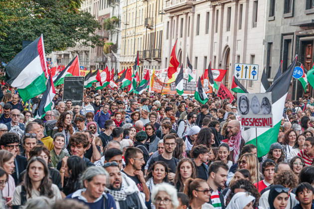 IPA89509191 - Milan, National Day of Mobilization: The End of Genocide Is the End of Zionism, marking the third anniversary of the start of the conflict in Gaza  Copyright: xEmanuelexRobertoxDexCarlix xPoolxEmadecaxEnriquezx IPA89509191