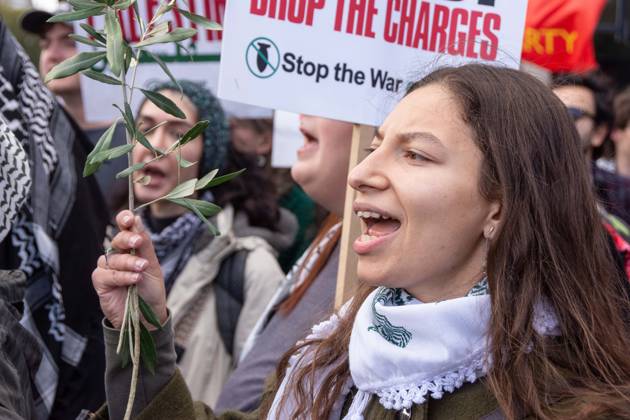 October 10, 2026, London, London, England: The National March for Palestine took place to mark the third anniversary of the start of the war in Gaza. Around ten thousand gathered on The Thames embankment and marched to Parliament Squre. They faced an Israeli counter demonstration of a handfull of protesters. Some arrests were reported by police. London England  - ZUMAr169 20261010_zip_r169_026 Copyright: xRodxHarbinsonx