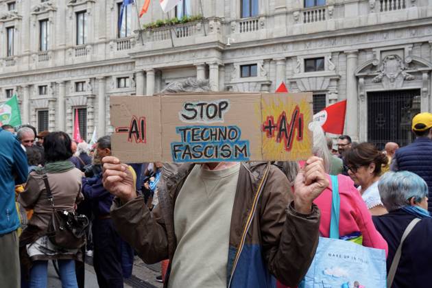Protesters demand moratorium on new data centers in Milan MILAN, ITALY OCTOBER 10, 2026: Protesters gather for a sit-in in Piazza della Scala in central Milan to oppose the development of new data centers across Lombardy and Italy. The demonstration is organized by the Rete dei Comitati No Data Center (No Data Center Committee Network), which is calling for a moratorium on permits for new facilities. The group also urges public authorities to conduct thorough environmental, urban planning and regional assessments before approving projects. For approved facilities that have not yet begun operating, campaigners are calling for reviews to be reopened if potential microclimate effects and cumulative impacts with existing facilities were not Copyright: x xcalogeroxrussox xJNAxPressx