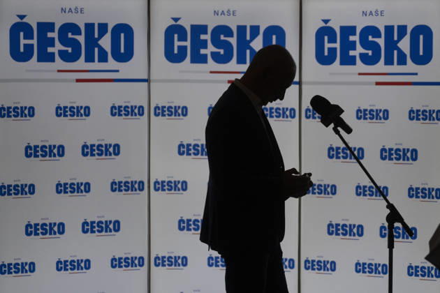 The two-day elections to municipal assemblies ended in the Czech Republic together with the first round of the elections to one-third of the Senate, at 2:00 p.m. on October 10, 2026. On the photo: chairman Martin Kuba speaks to reporters at the Nase Cesko movement campaign headquarters following the elections in Ceske Budejovice, South Moravian Region. (CTKxPhoto VaclavxPancer) CTKPhotoP2026101006708  CTKPhotoP2026101006708
