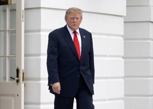 United States President Donald J Trump departs the South Lawn of the White House in Washington, DC, en route Clarksville, Tennessee on Saturday, October 10, 2026. The President will participate in a campaign rally for Tennessee Republican candidates on the ballot in November.  WAX20261010205 RONxSACHS