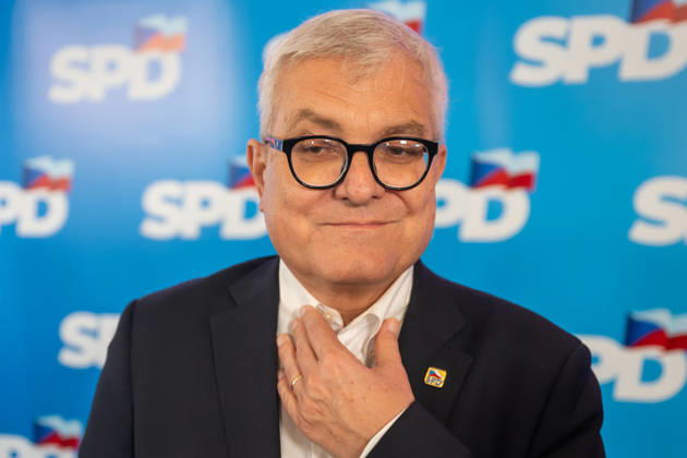 The two-day elections to municipal assemblies ended in the Czech Republic together with the first round of the elections to one-third of the Senate, at 2:00 p.m. on October 10, 2026. On the photo: Milan Urban, the SPD candidate for Mayor of Prague, at SPD s central campaign headquarters in Prague. (CTKxPhoto OndrejxDeml) CTKPhotoP2026101004885  CTKPhotoP2026101004885