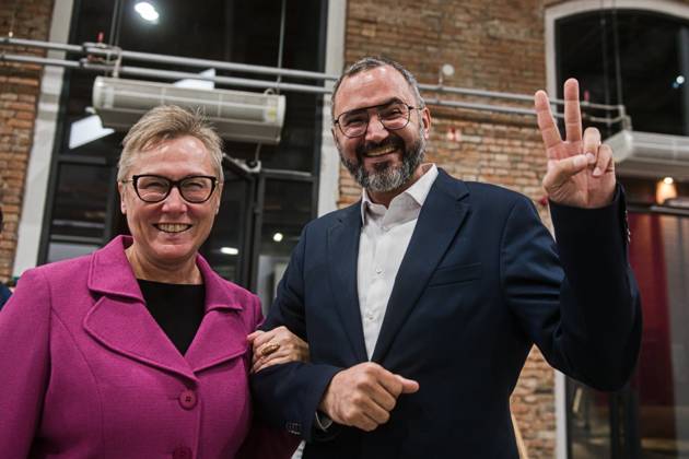 The two-day elections to municipal assemblies ended in the Czech Republic together with the first round of the elections to one-third of the Senate, at 2:00 p.m. on October 10, 2026. On the photo from left: Irena Matonohova (STAN), a Brno city council member, and the Brno KDU-CSL candidate for Mayor of Brno Jakub Hruska at KDU-CSL+STAN campaign headquarters in Brno. (CTKxPhoto PatrikxUhlir) CTKPhotoP2026101007610  CTKPhotoP2026101007610