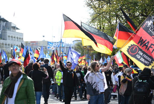 Rally of Projekt M1llion in Berlin BERLIN, GERMANY - OCTOBER 10: People take part in the Projekt M1llion anti-government protest in Berlin, Germany, on October 10, 2026. Volodymyr Sindieiev Anadolu Berlin Germany. Editorial use only. Please get in touch for any other usage.  Copyright: x2026xAnadoluxVolodymyrxSindieievx