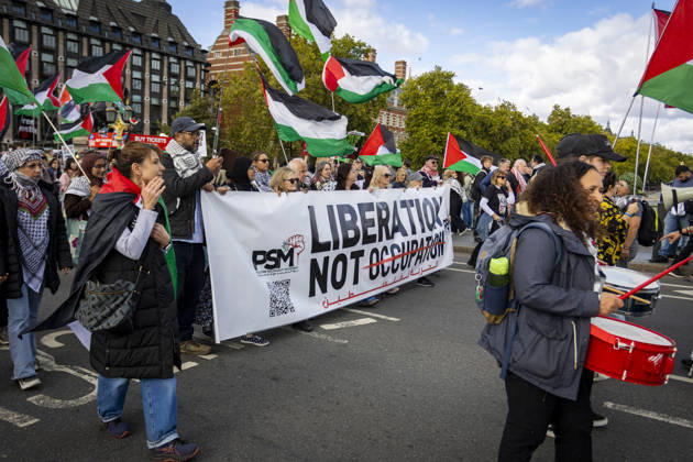 National March for Palestine Marks Three Years Since the Israel - Gaza War Began Central London, October 10, 2026 Pro-Palestine demonstrators took to the streets of Central London for the National March for Palestine, marking three years since the war in Gaza began in October 2023. Participants marched in solidarity with Palestinians, carrying Palestinian flags, banners and placards calling for an end to the conflict and highlighting the ongoing humanitarian crisis in Gaza., Credit:Zak Irfan Avalon  Copyright: xZakxIrfanx xAvalonx 1142149798