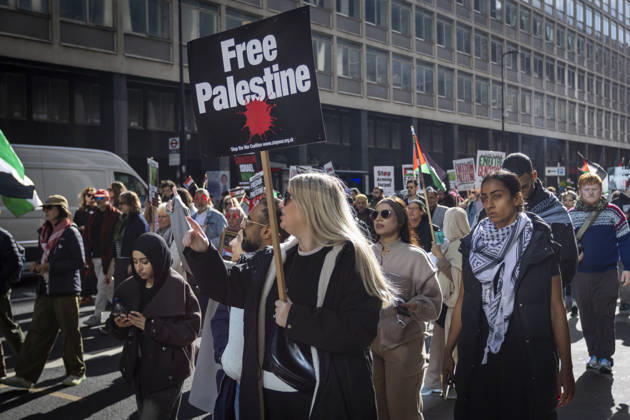 National March for Palestine Marks Three Years Since the Israel - Gaza War Began Central London, October 10, 2026 Pro-Palestine demonstrators took to the streets of Central London for the National March for Palestine, marking three years since the war in Gaza began in October 2023. Participants marched in solidarity with Palestinians, carrying Palestinian flags, banners and placards calling for an end to the conflict and highlighting the ongoing humanitarian crisis in Gaza., Credit:Zak Irfan Avalon  Copyright: xZakxIrfanx xAvalonx 1142149880