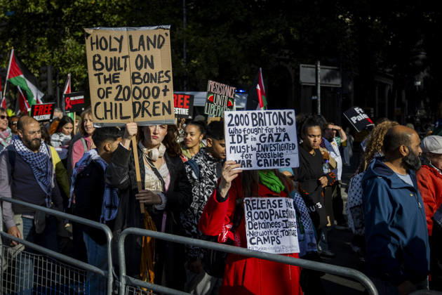 National March for Palestine Marks Three Years Since the Israel - Gaza War Began Central London, October 10, 2026 Pro-Palestine demonstrators took to the streets of Central London for the National March for Palestine, marking three years since the war in Gaza began in October 2023. Participants marched in solidarity with Palestinians, carrying Palestinian flags, banners and placards calling for an end to the conflict and highlighting the ongoing humanitarian crisis in Gaza., Credit:Zak Irfan Avalon  Copyright: xZakxIrfanx xAvalonx 1142149952