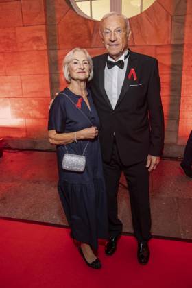 ABB HOPEGALA: Angelika and Eduard Geyer, a married couple, were guests on the red carpet at the 2026 Hope Gala at the Schauspielhaus Dresden on October 10, 2026, in Dresden, Saxony, Germany