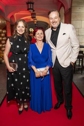ABB HOPEGALA: Lidija Grossmann, Viola Klein, and Stephan Grossmann as guests on the red carpet at the 2026 Hope Gala at the Schauspielhaus Dresden on October 10, 2026, in Dresden, Saxony, Germany