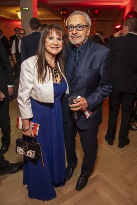 ABB HOPE GALA: Christine Stumph and Wolfgang Stumph, a married couple, appeared on the red carpet at the 2026 Hope Gala at the Schauspielhaus Dresden on October 10, 2026, in Dresden, Saxony, Germany