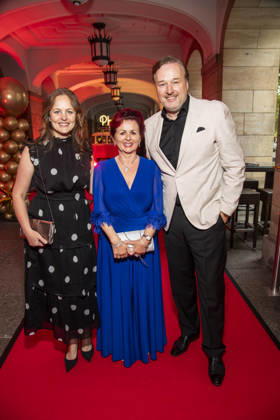 ABB HOPEGALA: Lidija Grossmann, Viola Klein, and Stephan Grossmann appear on the red carpet at the 2026 Hope Gala at the Schauspielhaus Dresden on October 10, 2026, in Dresden, Saxony, Germany