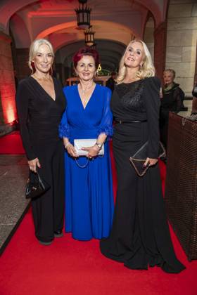 ABB HOPEGALA: Gesine Lippert, Viola Klein, and Anja Petzold appear on the red carpet at the 2026 Hope Gala at the Schauspielhaus Dresden on October 10, 2026, in Dresden, Saxony, Germany