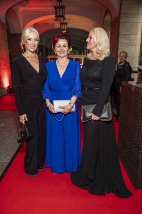 ABB HOPEGALA: Gesine Lippert, Viola Klein, and Anja Petzold appear on the red carpet at the 2026 Hope Gala at the Schauspielhaus Dresden on October 10, 2026, in Dresden, Saxony, Germany