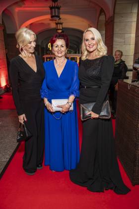ABB HOPEGALA: Gesine Lippert, Viola Klein, and Anja Petzold appear on the red carpet at the 2026 Hope Gala at the Schauspielhaus Dresden on October 10, 2026, in Dresden, Saxony, Germany