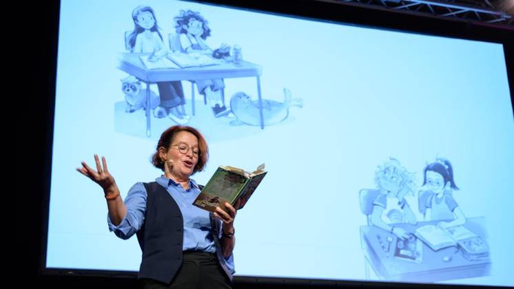 Essen: Margit Auer and The School of Magical Animals at Lit Ruhr ** FOR EDITORIAL USE ONLY ** EDITORIAL USE ONLY ** p Margit Auer on Saturday, October 10, 2026, at Lit Ruhr at Zeche Zollverein in Essen-Katernberg, Germany, North Rhine-Westphalia (NRW), Essen. Copyright UwexErnst Copyright: UwexErnst doc87z3deq68t2mw3novjw ,EDITORIAL USE ONLY Copyright: UwexErnst