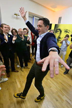 The two-day elections to municipal assemblies ended in the Czech Republic together with the first round of the elections to one-third of the Senate, at 2:00 p.m. on October 10, 2026. On the photo: Jan Grolich, Governor of South Moravia Region and Chairman of the KDU-CSL, celebrates at the KDU-CSL s central campaign headquarters following the elections in Slapanice, South Moravian Region. (CTKxPhoto VaclavxSalek) CTKPhotoF202610100030801  CTKPhotoF202610100030801