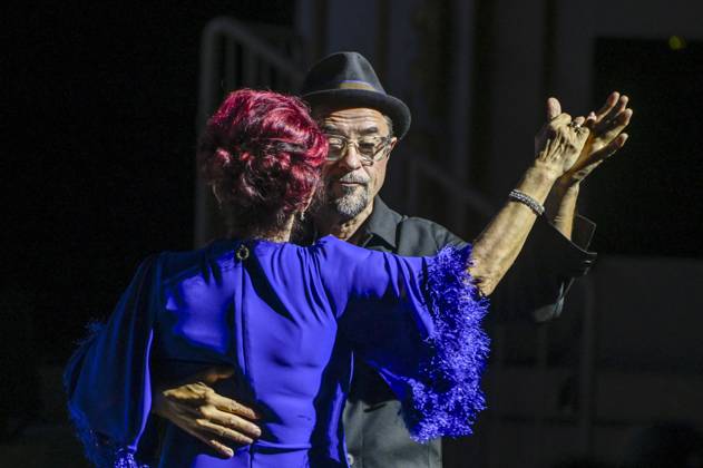 ABB HOPE GALA: Jan Josef Liefers dances with Viola Klein; singing performance on stage at the Hope Gala 2026 at the Schauspielhaus Dresden on October 10, 2026, in Dresden, Saxony, Germany