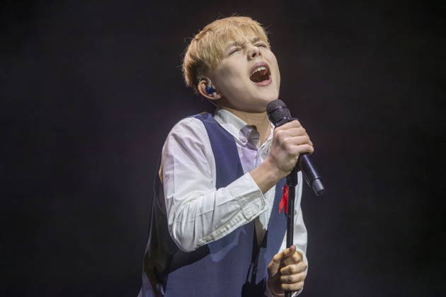 Performance by Bjarne, known for his appearances on *The Voice Kids* and the Junior Eurovision Song Contest (JESC) 2024, during the 18th HOPE Gala at the Schauspielhaus Dresden. The HOPE Gala Dresden is a benefit event, which supports the HOPE Cape Town children’s project in South Africa in its commitment to the he