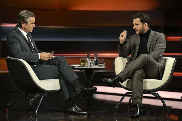 Markus Lanz with Felix Banaszak on October 7, 2026, on *Markus Lanz*, ZDF TV television talk show Germany German man men Alliance 90 The Greens Green Green Party politics politician German politician Italy Italian Italian Germ