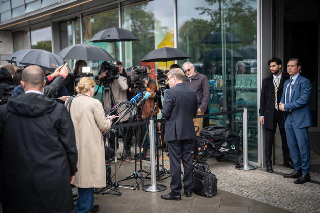Johann Wadephul, Minister of Foreign Affairs, delivers a statement in front of the Konrad Adenauer House on current developments in Ukraine. CDU Germany Executive Committee Retreat in Berlin, October 2026, Berlin, Berlin, Germany, Konrad Adenauer House