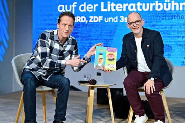 Frankfurt Book Fair 2026: Podcaster Julian Schlichting and comedian Martin Reinl on October 11, 2026, at the Frankfurt Book Fair 20261011MWI156032